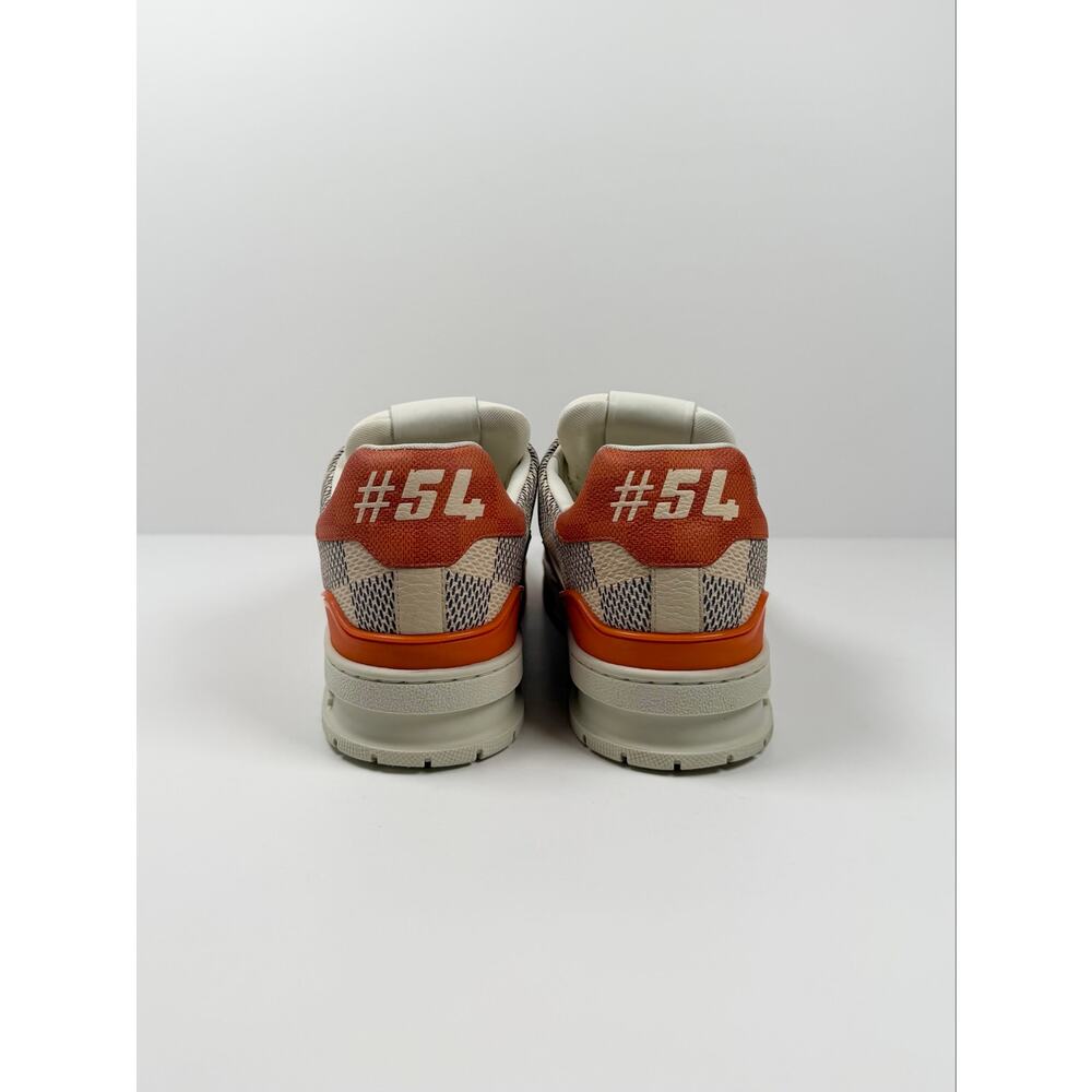 Size 9LV/10US - Louis Vuitton Damier White Orange Trainers - Picture 4 of 8